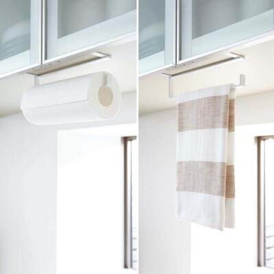 YAMAZAKI山崎实业厨房整体橱柜毛巾挂架免打孔吊柜纸巾单杆插入置