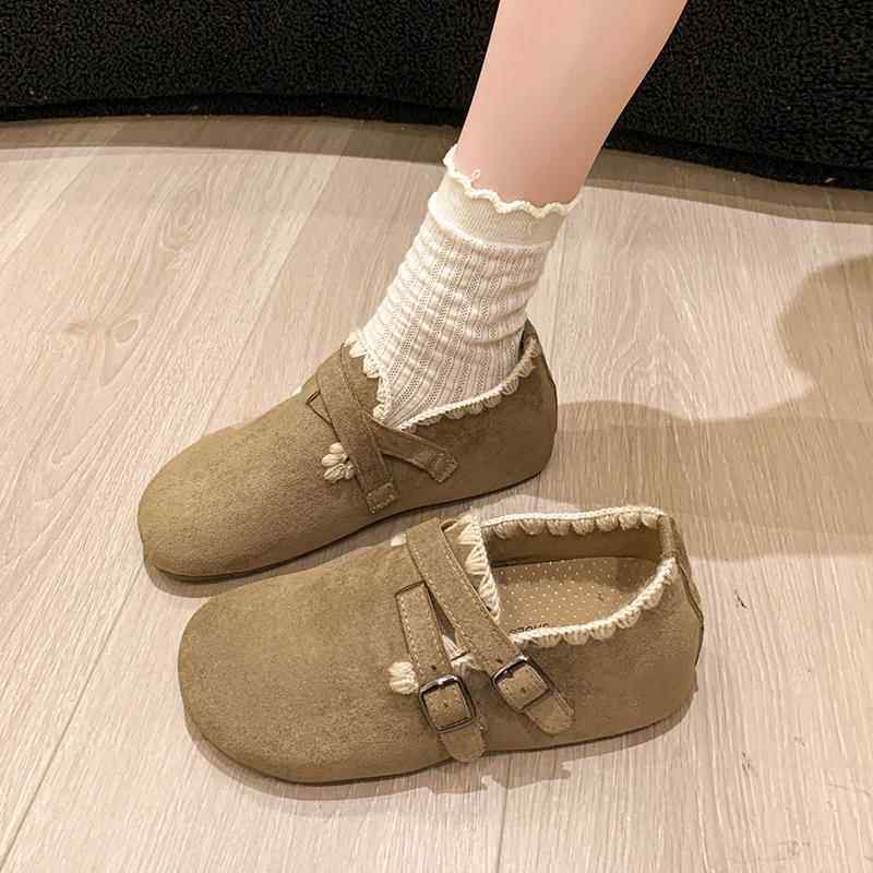 春季反绒皮勃肯鞋女2026一脚蹬懒人双扣花边乐福鞋外穿博0116z,女鞋,勃肯鞋/软木鞋,淘宝优惠券,粉丝福利购,淘宝优惠卷