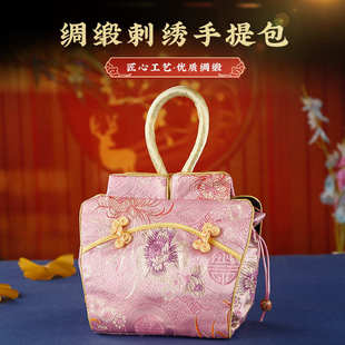 中国风特色云锦女手拎包出国小礼品送老外苏州特产刺绣丝绸零钱包