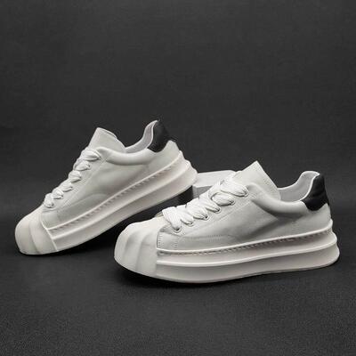 欧洲站男鞋板鞋男款2025新款春秋贝壳头潮流厚底百搭休闲小白鞋男