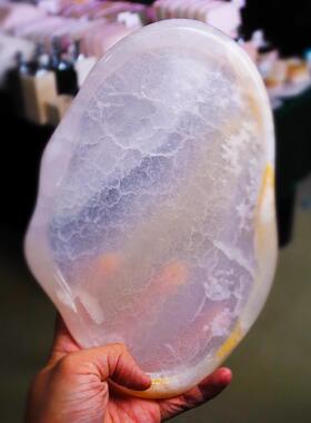 天然粉玉大理石托盘云朵盘水果盘收纳盘装饰摆件香薰首饰托盘