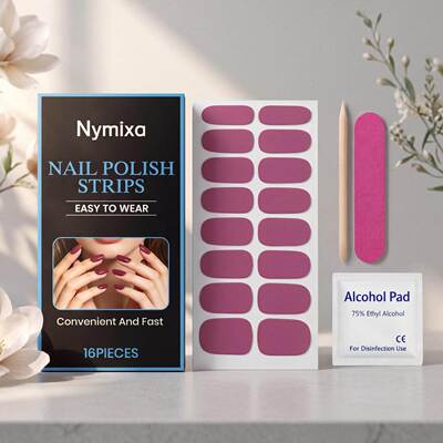 Nymixa Soft Gel Nail Strips Set (Burgundy) - A Convenient an