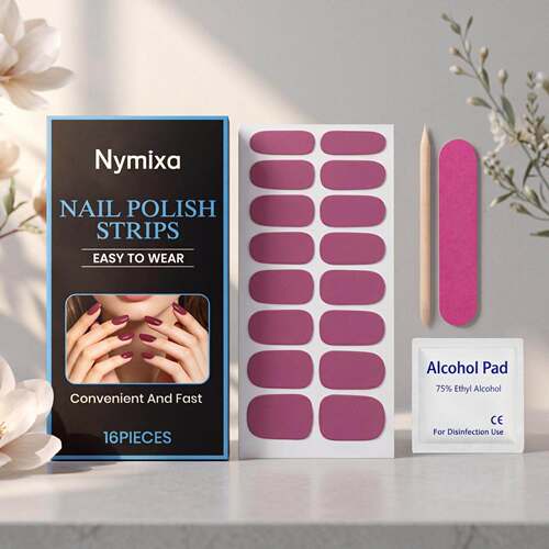 Nymixa Soft Gel Nail Strips Set (Burgundy) - A Convenient an