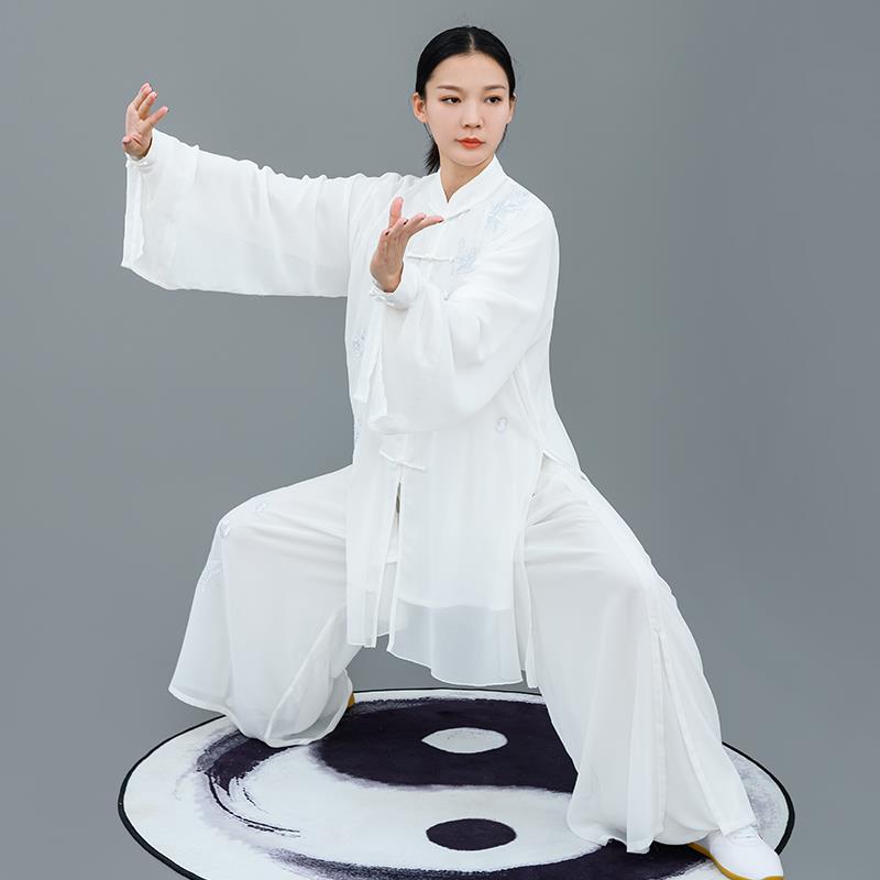 正品马蕾太季极新款太极服术练功表演服刺绣梅武花春夏女中长款比