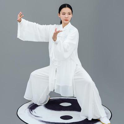 正品练马蕾极新款太极服武术太功表女演服刺绣梅花春夏季男中长款