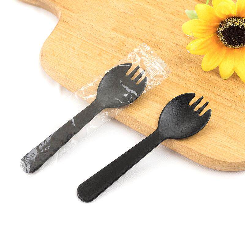 一次性塑料三叉勺食品级独立包装加厚磨砂款叉勺甜品水果捞勺