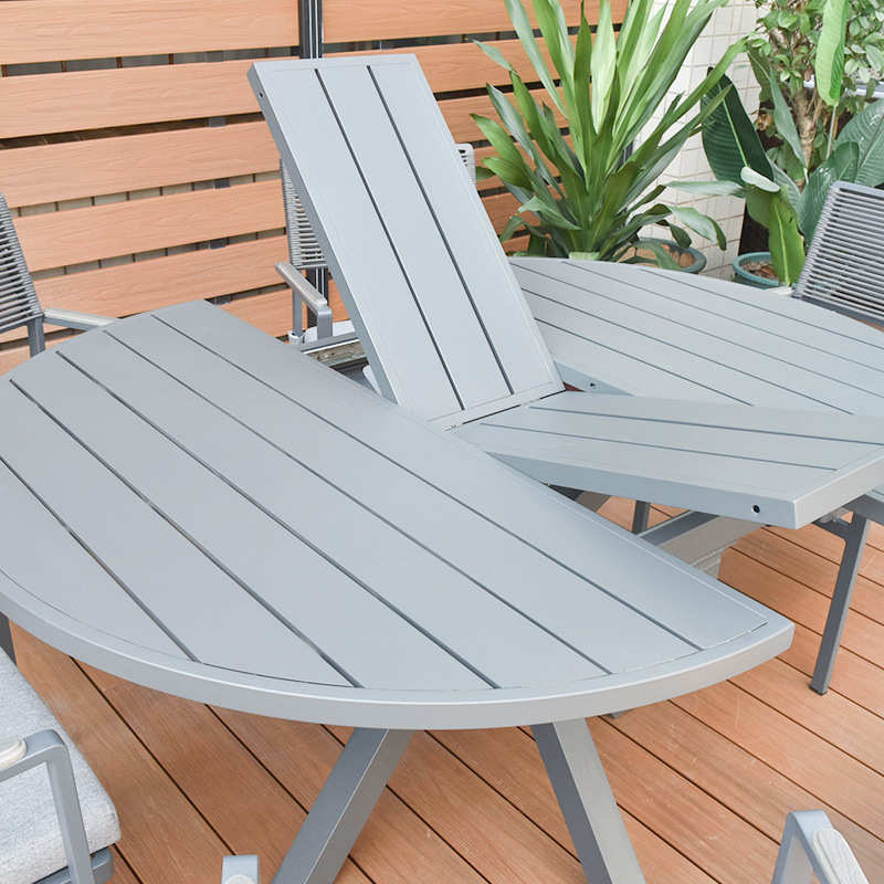 铝合金伸缩拉伸和圆桌院子露天组合圆形餐桌子极室外户外椅简餐椅