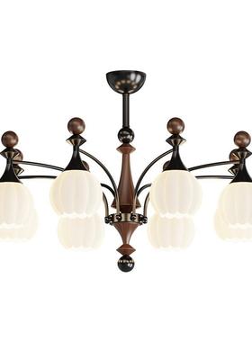 法式中古风客厅吊28060灯20灯25新款新式胡木中桃色大厅护眼主全