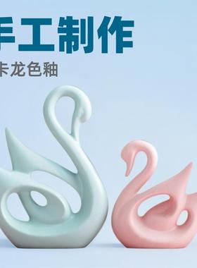 客厅电视柜摆件轻奢高档2025新款马卡龙亚光陶瓷客厅电视柜酒柜卧