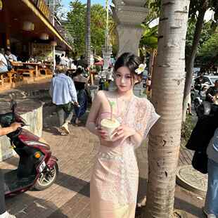 傣族服装西双版纳网红鞠婧祎孙怡同款影楼写真筒裙小清新舞台表演