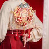 团扇新娘结婚重工中式 婚礼出嫁配明制婚嫁手工材料包喜扇