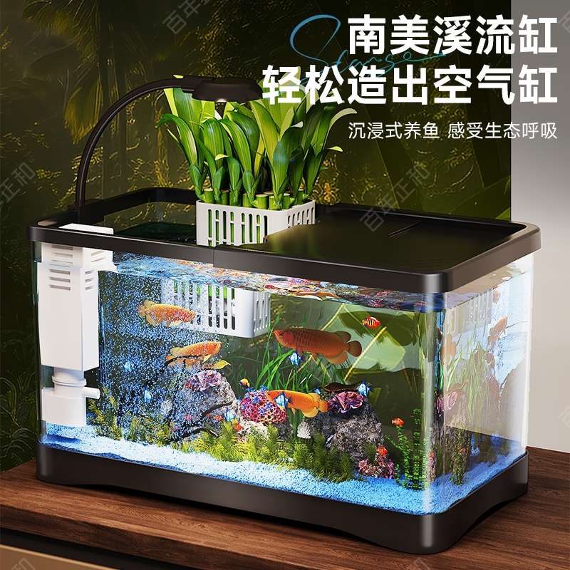 鱼缸小型客厅2025新款生态造景过滤制氧一体机桌面金鱼缸水族箱