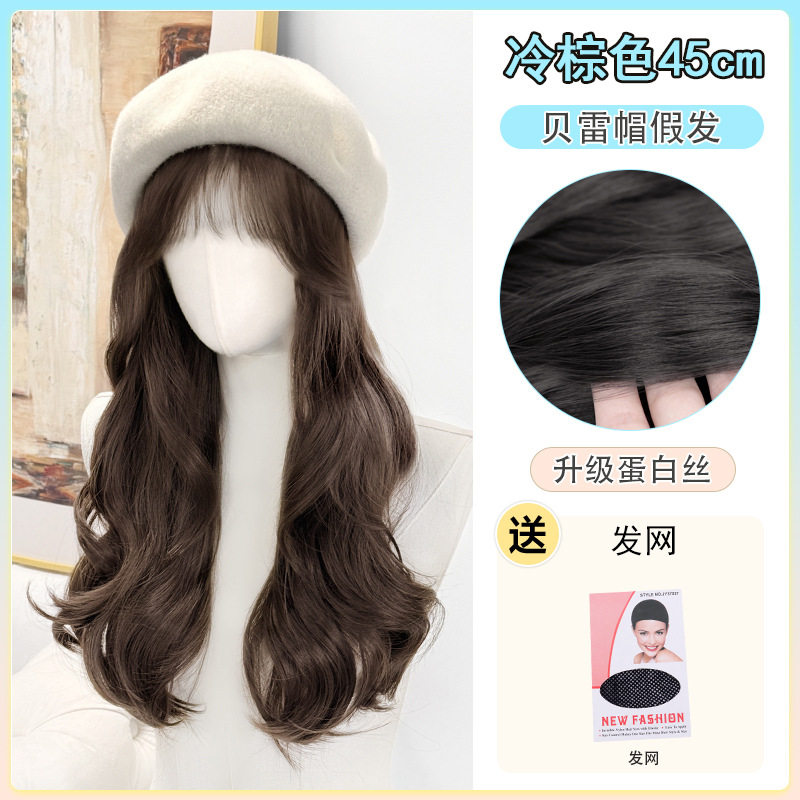 鸭舌帽波波头帽子帽子假发马尾图片