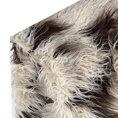 长毛绒仿滩羊毛浅咖啡米色 粉色 黑白不规则提花时装设计师家纺家