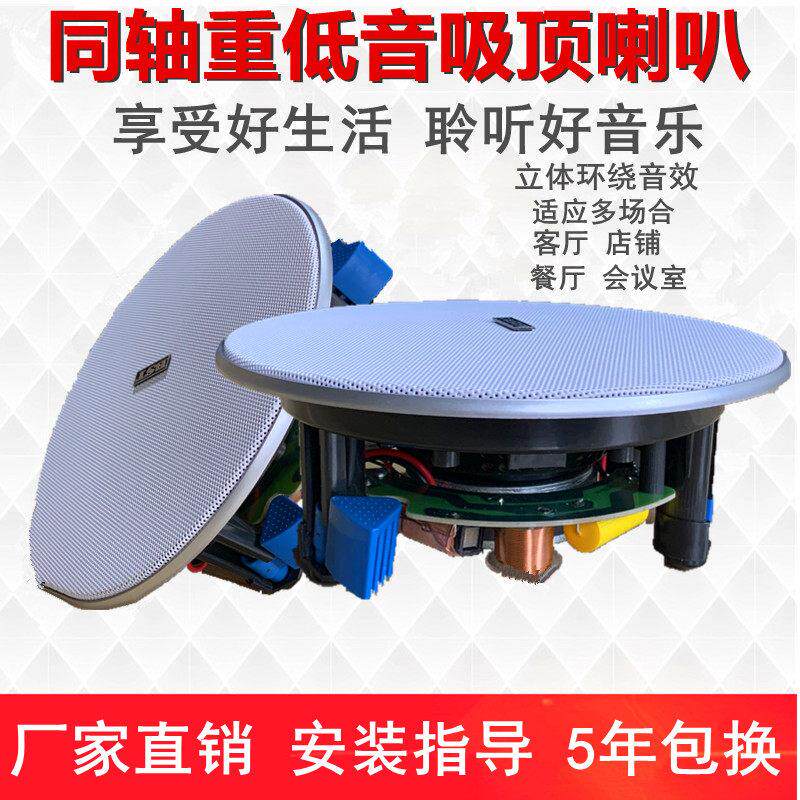 重低音家用定阻分频吸顶喇叭音箱背景音乐嵌入式店铺同轴悬吊式天