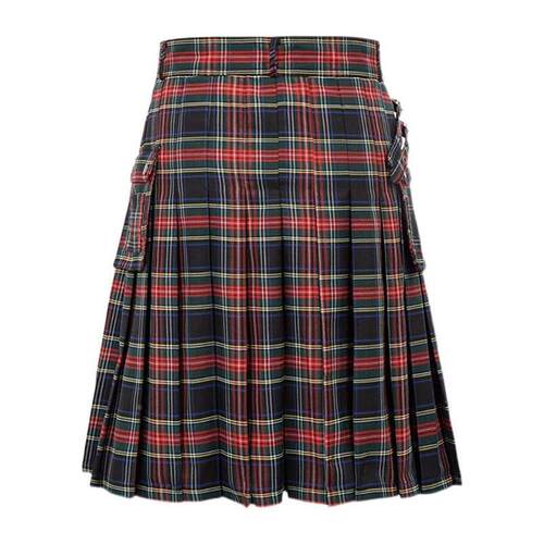 Scottish holiday skirt mens Plaid contrast pleated skirt男