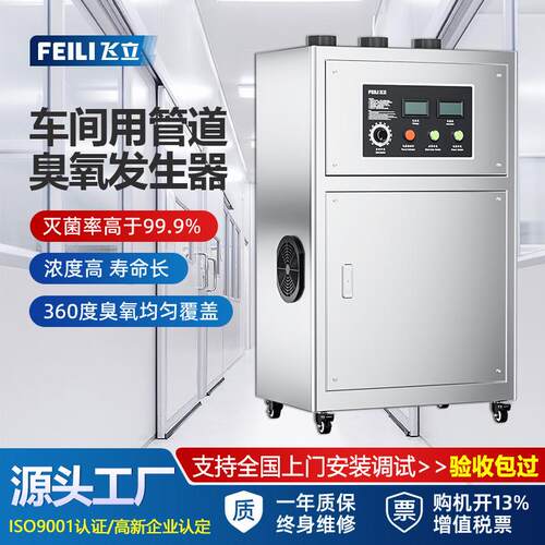 飞立臭氧消毒机工业100g 食品车间中央厨房杀菌管道式臭氧发生器