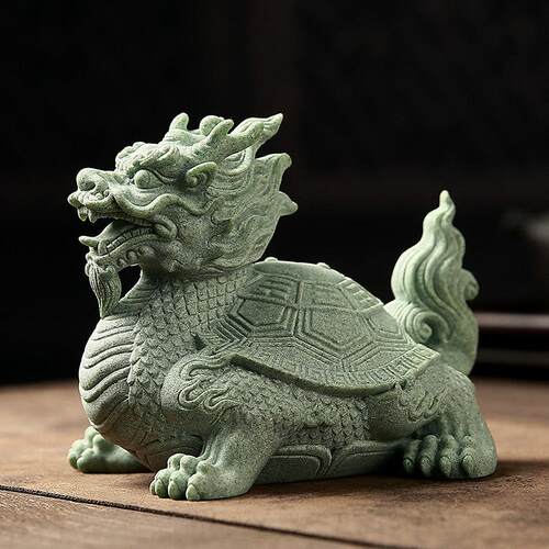 创意龙龟玄武青砂石乌龟茶宠摆件微景观盆景鱼缸造景工艺品装饰品
