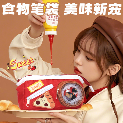 可爱食物笔袋二次元痛包2025超火女孩新款高颜值ins风大容量撞色