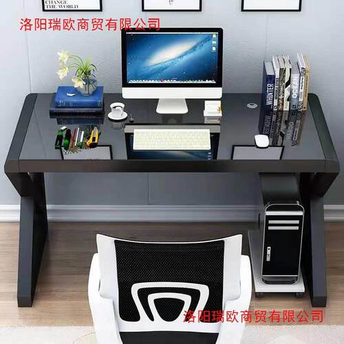 简约代璃电桌脑桌台式家用现书桌钢化玻办YNH公桌多功能写字台学