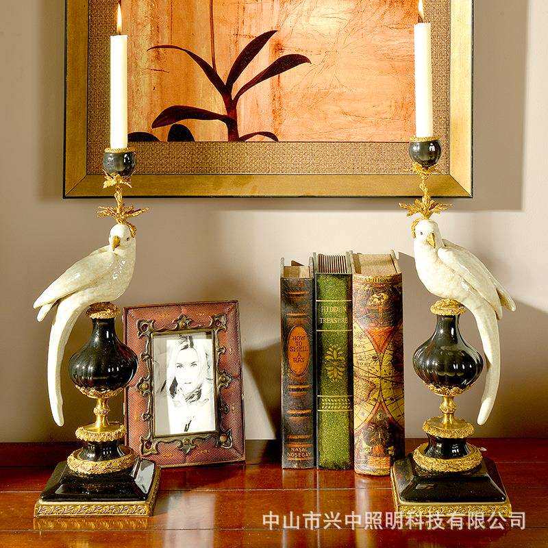 欧式美式古典陶瓷配铜烛台工艺饰品家居客厅餐厅装饰烛台镶铜饰品