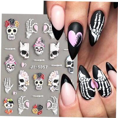 5D Skulls Bone Nail Stickers Halloween Spooky Astronaut Alie
