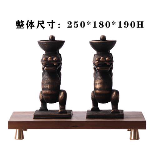 禅意新中式宋氏美学复古树脂国潮石狮创意桌面摆件博古架书房摆件