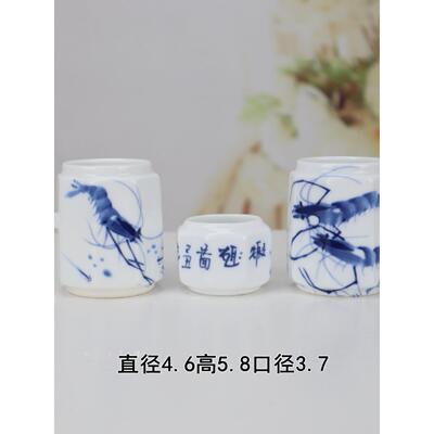 眉鸟食罐青花鸟杯杯瓷碗八角椋鸟蜡嘴高白色八角形虾竹鸟笼配件