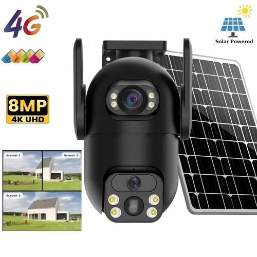 V380 pro 工厂直销太阳能摄像机4G Camera X5三画面户外智能夜视