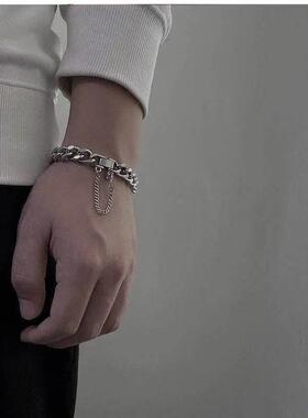 欧美合金个性嘻哈手链男女金属链条简约大气百搭手饰