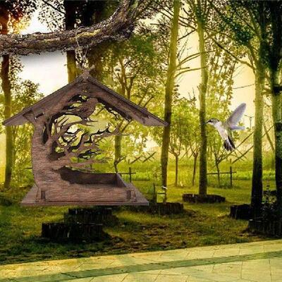 Outdoor DIY Wooden Garden Bird House Bird Feeder Lure Bird