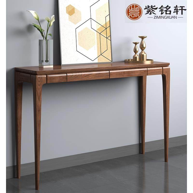 北美黑胡桃实木玄关桌新中式靠墙条案现代简约供桌窄条几桌玄关台,住宅家具,条案,淘宝优惠券,粉丝福利购,淘宝优惠卷