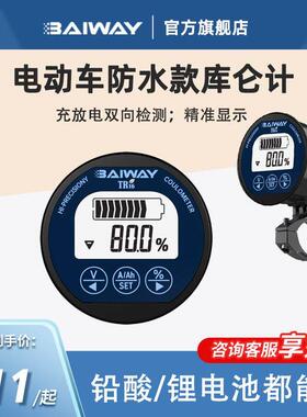 TR16防水库仑计电瓶电动车电摩三轮车电量显示器表电池容量检测仪
