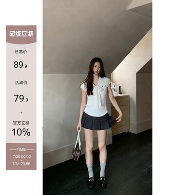 a字半身裙女夏2025新款包臀百褶裙小个子低腰裙子灰色短裙