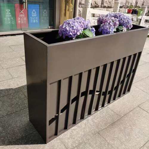 简约镀锌板花箱不锈钢庭院花槽花坛组合户外铁艺花箱组合商业街道