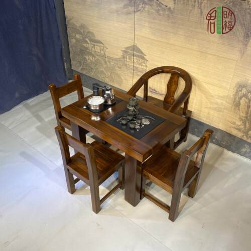 老船木小公寓阳台茶几椅子组合实木办公室茶客厅桌子简单小桌子茶