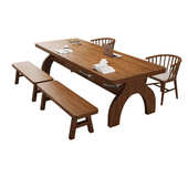 澳铂现代简约实木书桌书架组合一体桌双层隔板写字桌家用学习桌椅