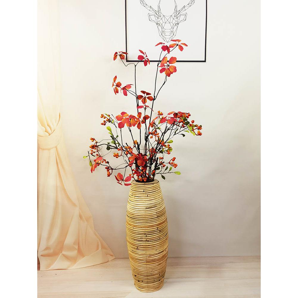 东南亚藤编落地花瓶摆件插干花绢花编织花器客厅餐厅橱窗摆设防摔