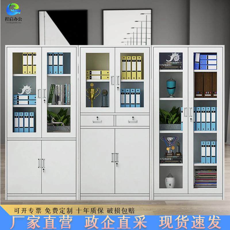 钢制文件储物柜抽屉柜办公柜资料柜玻璃柜二斗文件柜防火安全