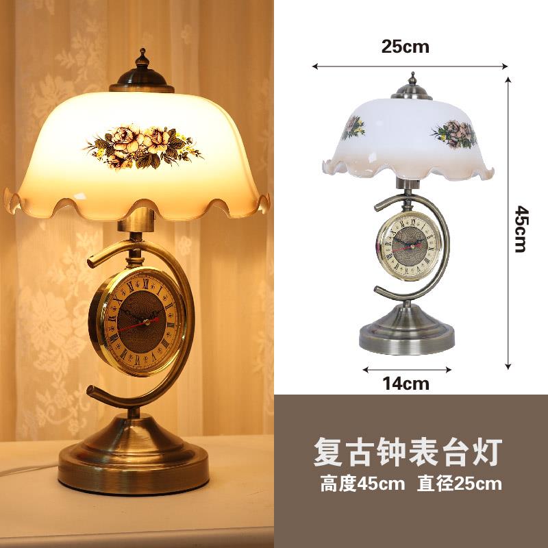 高档中新式复风古怀旧风卧室灯 民国格书房客厅带钟表装饰床头柜