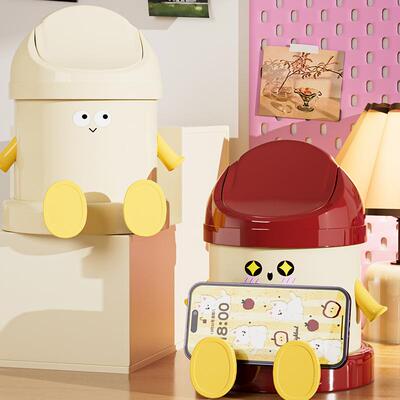 Cute and stylish desktop trash bin with a lid, designed in a