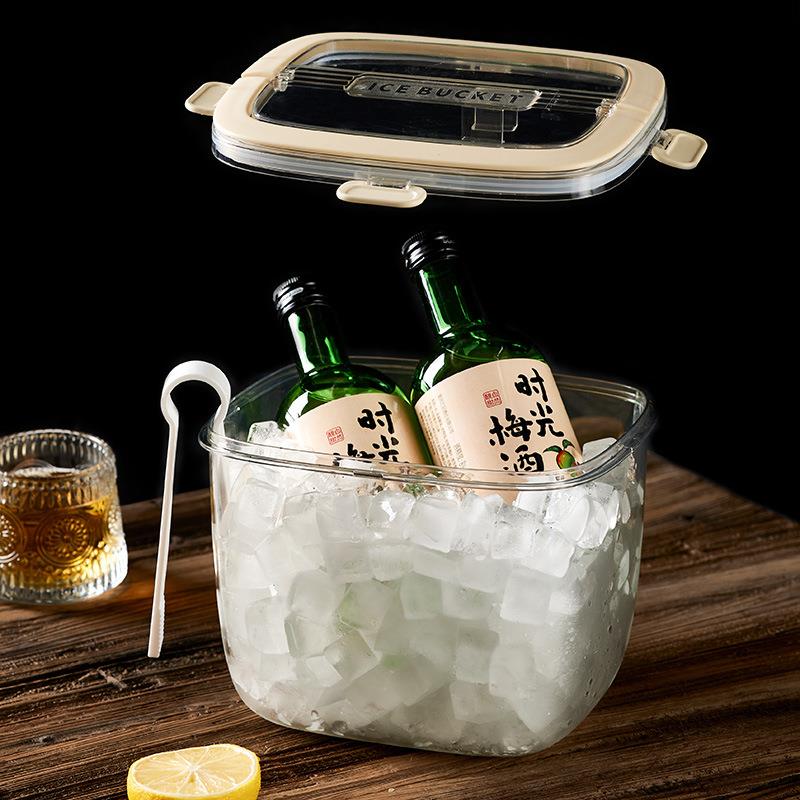 网红手提冰桶户外小清新啤酒香槟家用密封保冷透明储冰冻水果密封
