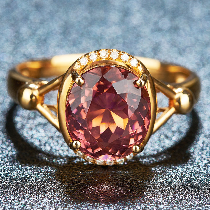 源头捡漏价 主石3.13克拉紫红碧玺戒指18k金镶钻石彩色宝石女戒