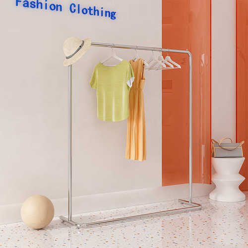 服装店展示架落地式不锈钢简约陈列架女装中岛货架童装挂衣架加粗