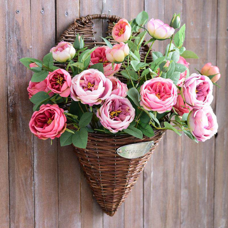 壁挂花盆柳编藤编半圆墙上悬挂墙壁室内外阳台挂栏杆创意装饰花篮