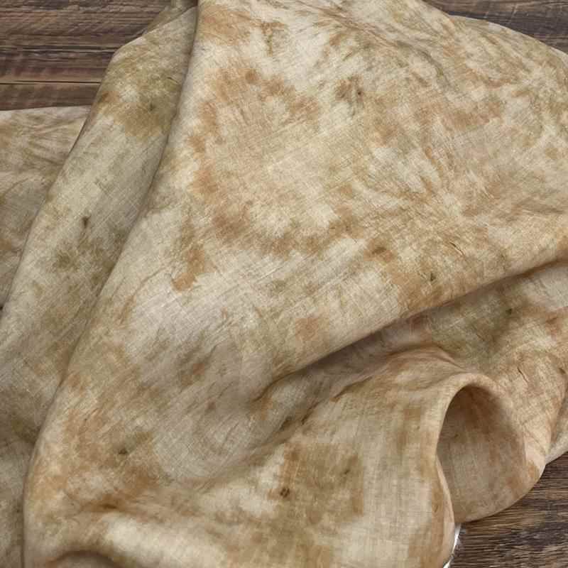布久以逅苎麻印花旗袍汉服布料扎染风复古麻料料上衣面料 彩云