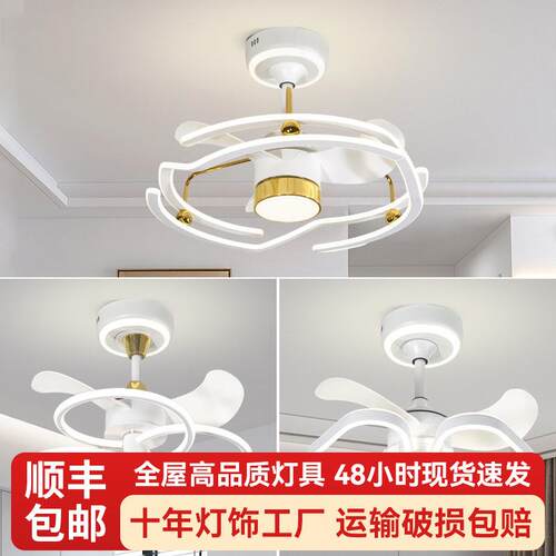 风扇灯跨境变频吸顶吊扇灯卧室现代简约风扇吊灯LED餐厅书房风扇