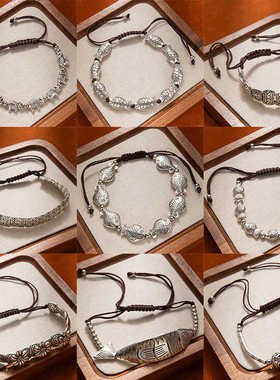 跨境民族风年年有余藏式可调节手链小鱼大象手串复古手工编织手绳