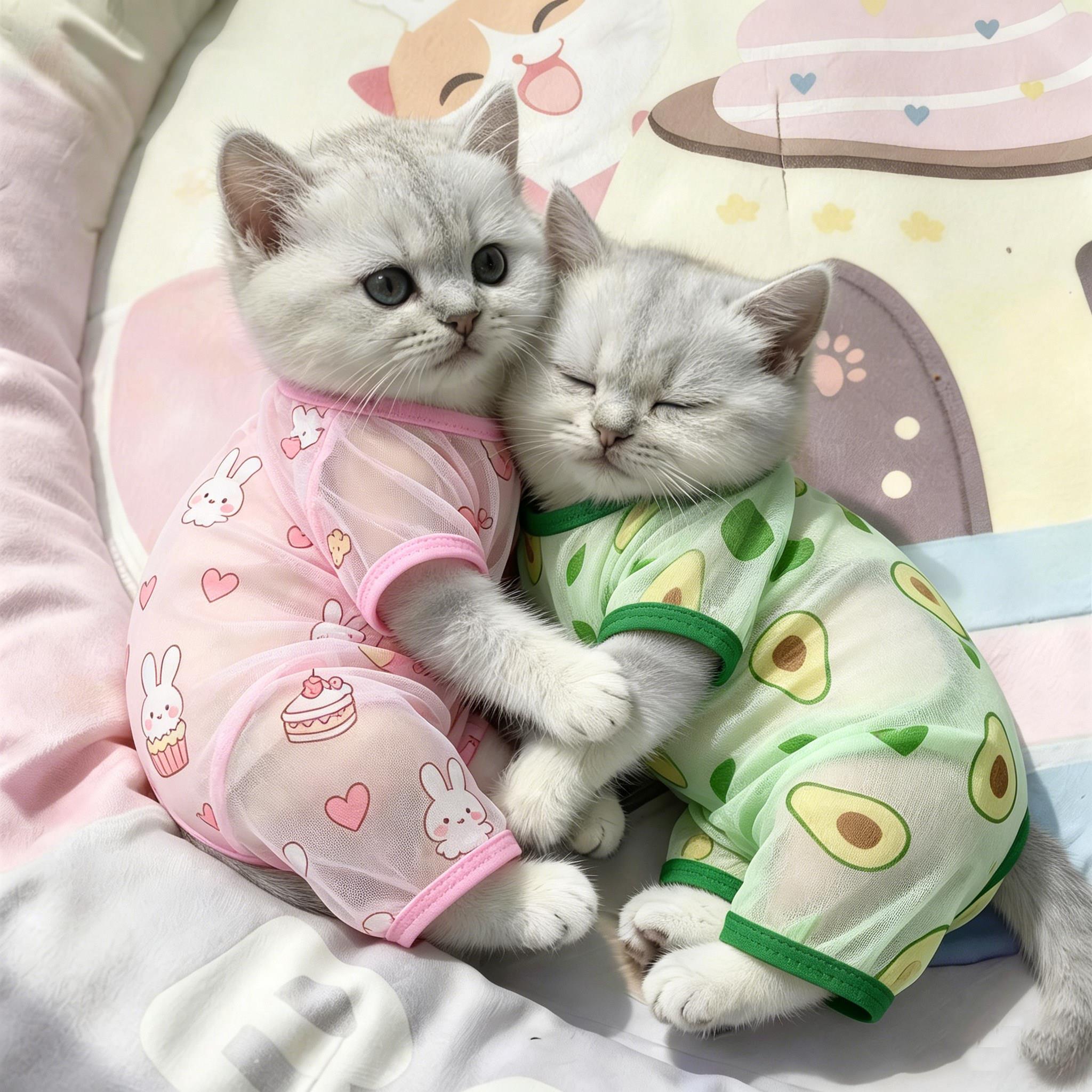 猫咪四脚连身衣夏季防晒薄款家居服睡衣透气防掉毛猫狗通用凉感衣