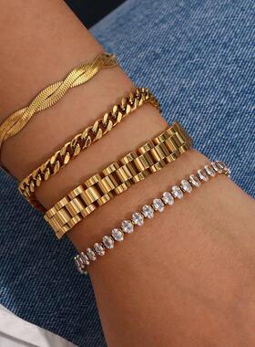 Miniamlist Men Bracelet Gold Jewelry Street Style Stainless